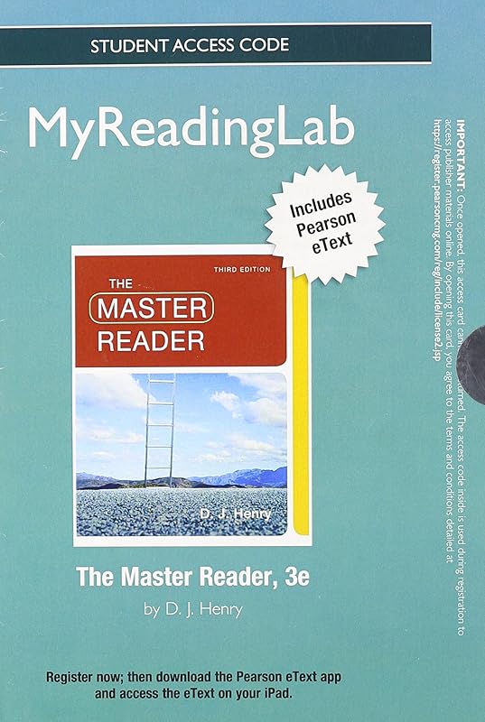 NEW MyReadingLab with Pearson eText -- Standalone Access Card -- for The Master Reader (3rd Edition) by D. J. Henry