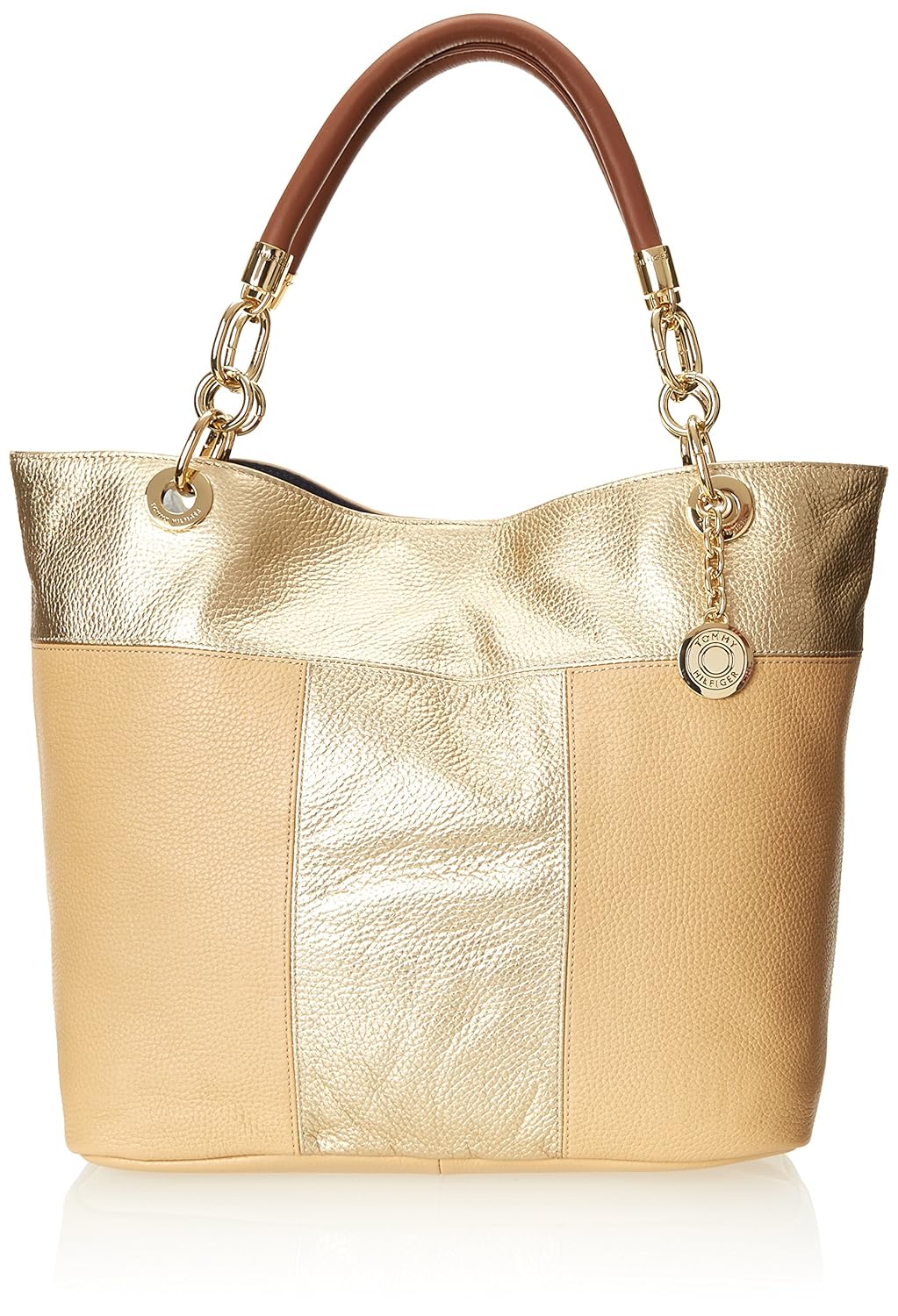 tommy hilfiger signature pebble leather colorblock travel tote