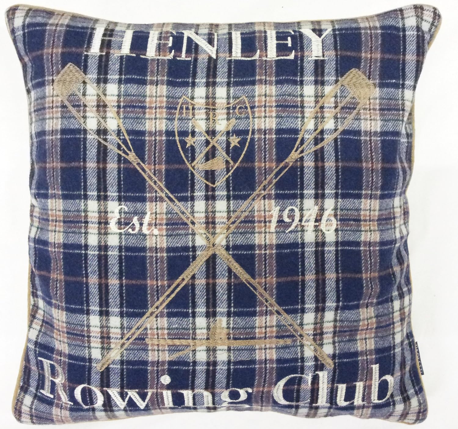 

WOOL VELVET HENLEY ROWING SCOTTISH IRISH TARTAN BLUE CHECK 18" CUSHION COVER PILLOW CASE SHAM