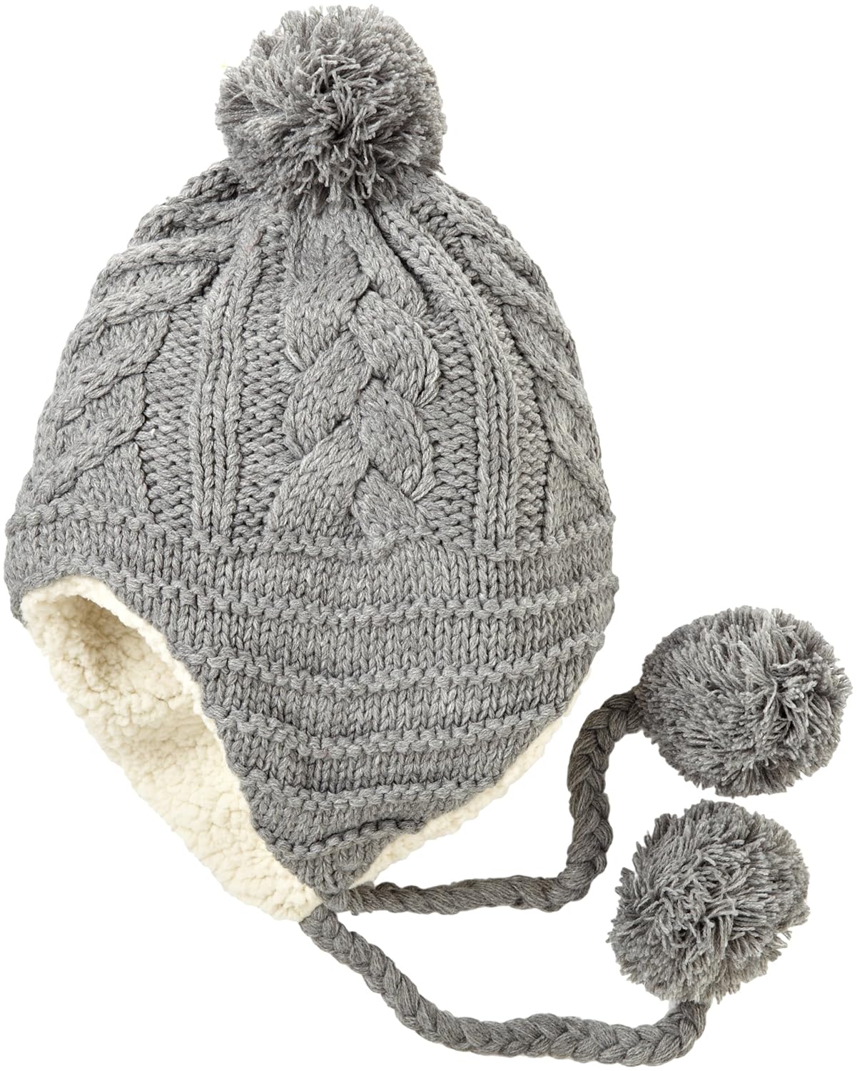 cable knit heidi hat with sherpa lining solid, dark heather grey