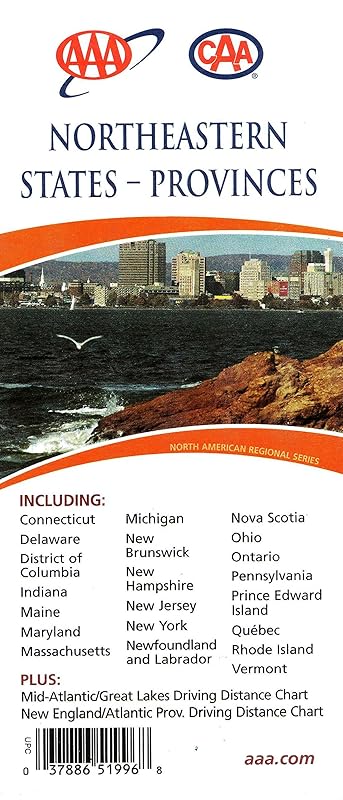 NE States/Provinces:Connecticut, Delaware, DC, Indiana, Maine, Maryland, MA, Michigan, New Brunswick, NH, NJ, NY, Newfoundland, Labrador, Nova Scotia, Ohio, Ontario, PA, PE Island, Quebec, RI, Vermont by AAA