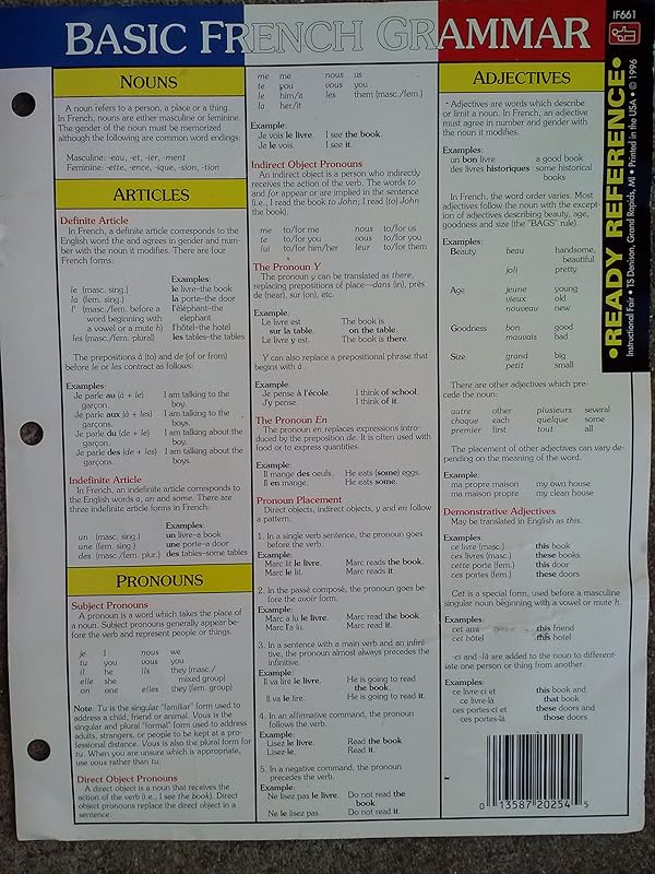 Basic French Grammar Ready Reference (French and English Edition) by Carson-Dellosa Publishing