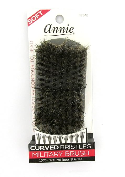 ANNIE SOFT WOODEN CURVED BRISTLES MILITARY BRUSH #2342 NATURAL BOAR&REINFORCED - Picture 5 of 10