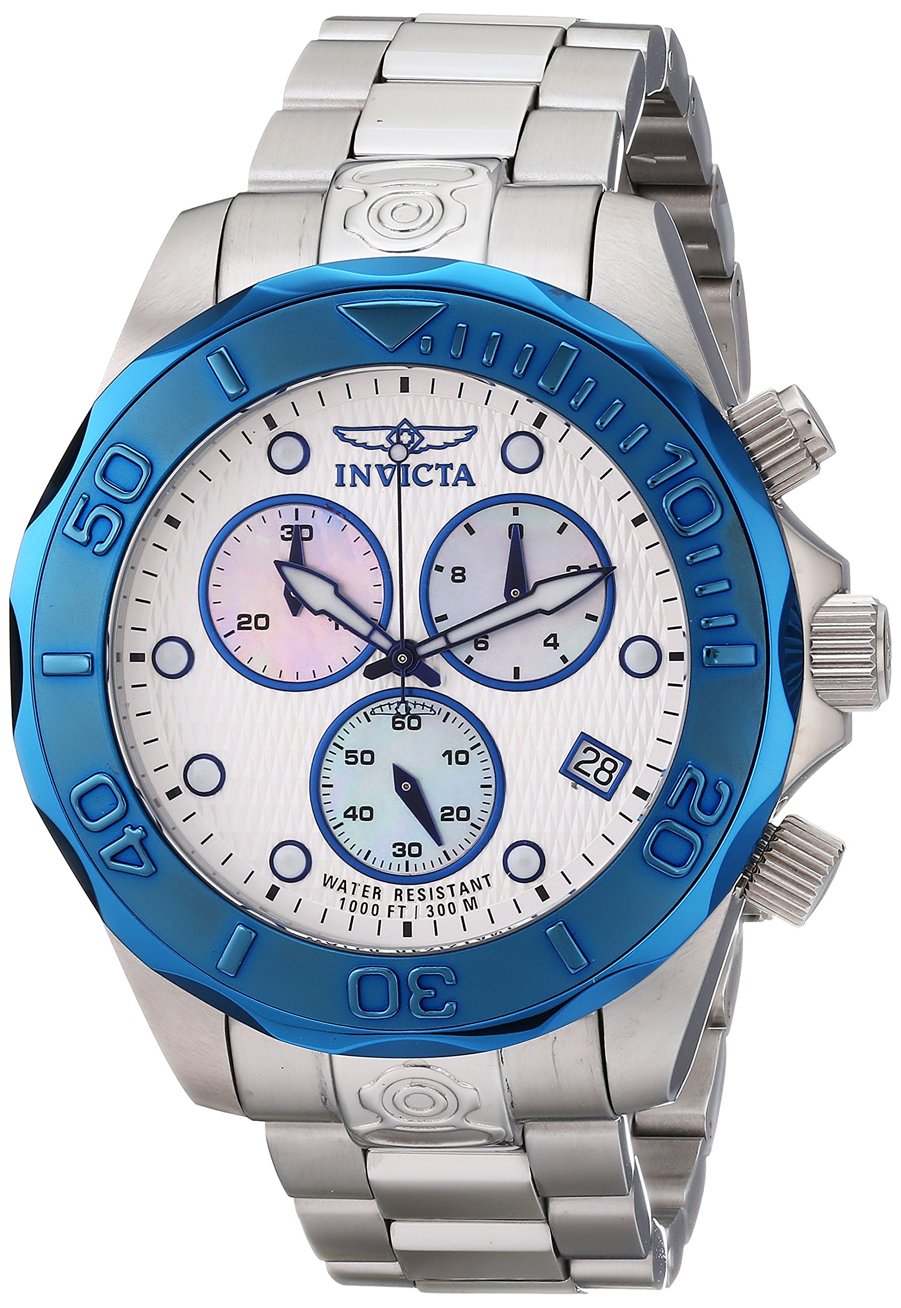 invicta mens 11449 pro diver chronograph silver textured dial