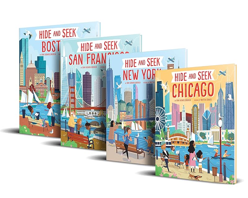Hidden Picture Books for Kids Gift Set: Seek and Find Books in Chicago, Boston, New York City, and San Francisco by Erin Guendelsberger