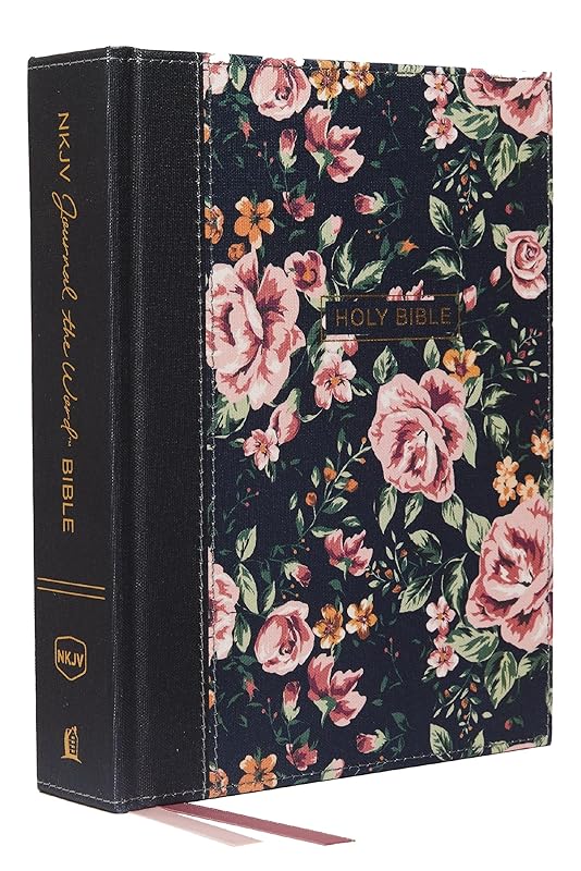 NKJV, Journal the Word Bible, Cloth over Board, Gray Floral, Red Letter, Comfort Print: Reflect, Journal, or Create Art Next to Your Favorite Verses by Thomas Nelson