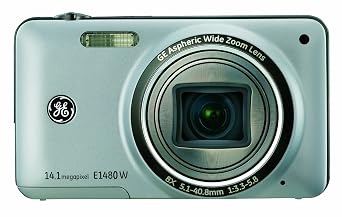 GE E1480W 14MP Digital Camera with 8X Optical Zoom and 3.0-Inch LCD with Auto Brightness (Silver)