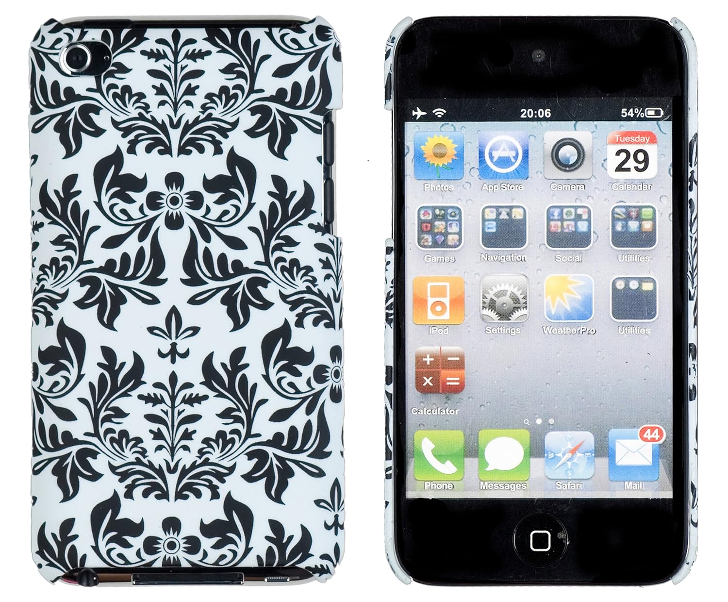 

Black Flower Embossed Hard Case for Apple iPod Touch 4, 4G (4th Generation)