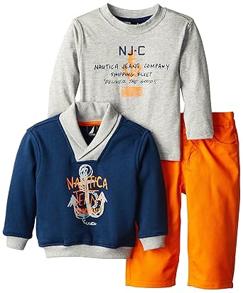 nautica baby-boys infant 3 piece anchor fleece set, journey, 12