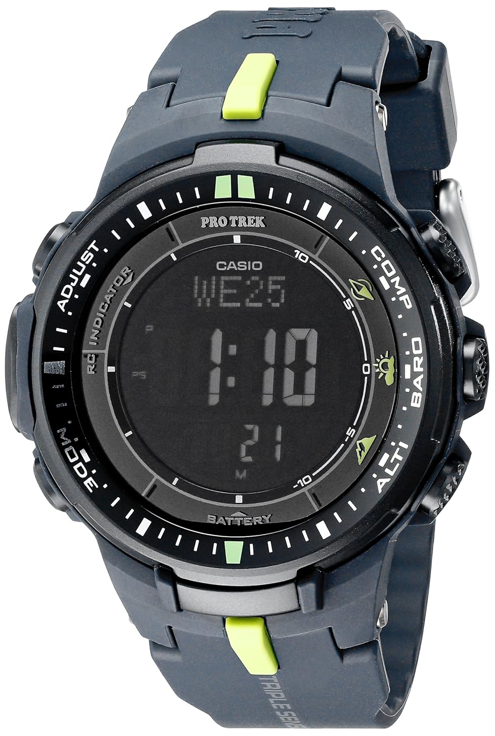 casio mens prw-3000-2cr "protrek" sport watch with black resin