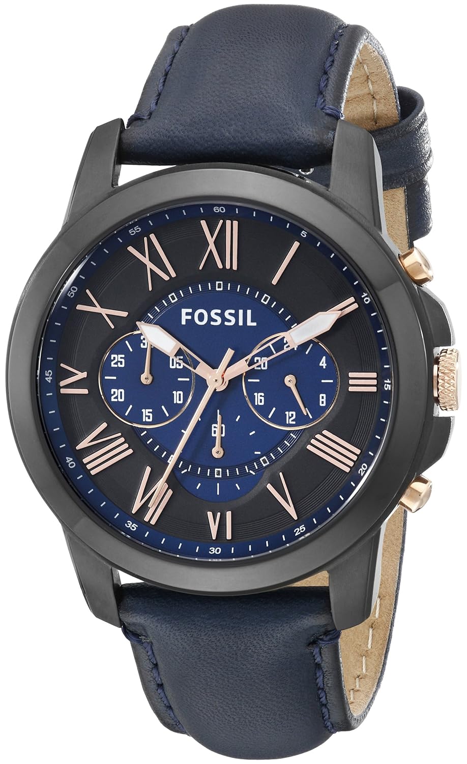 fossil mens fs5061 grant black stainless steel