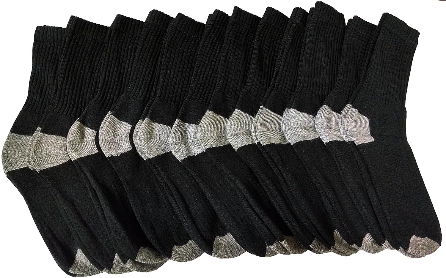 

12 Pairs of excell Women's Athletic Crew Socks, Black, Size 9-11