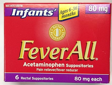 feverall acetaminophen suppositories, infants ages 3-36 months