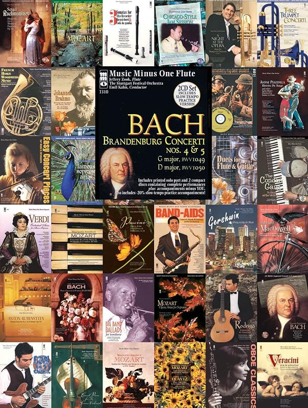 J.S. Bach - Brandenburg Concerti Nos. 4 & 5: Music Minus One Flute Deluxe 2-CD Set by Johann Sebastian Bach