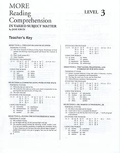 More Reading Comprehension Level 3 - Answer Key