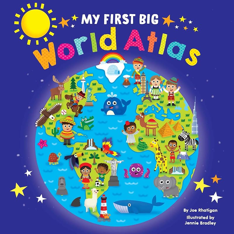 My First Big World Atlas - Lap Size Board Book - Educational Children's Book - Preschool Learning - Hardcover by Little Hippo Books