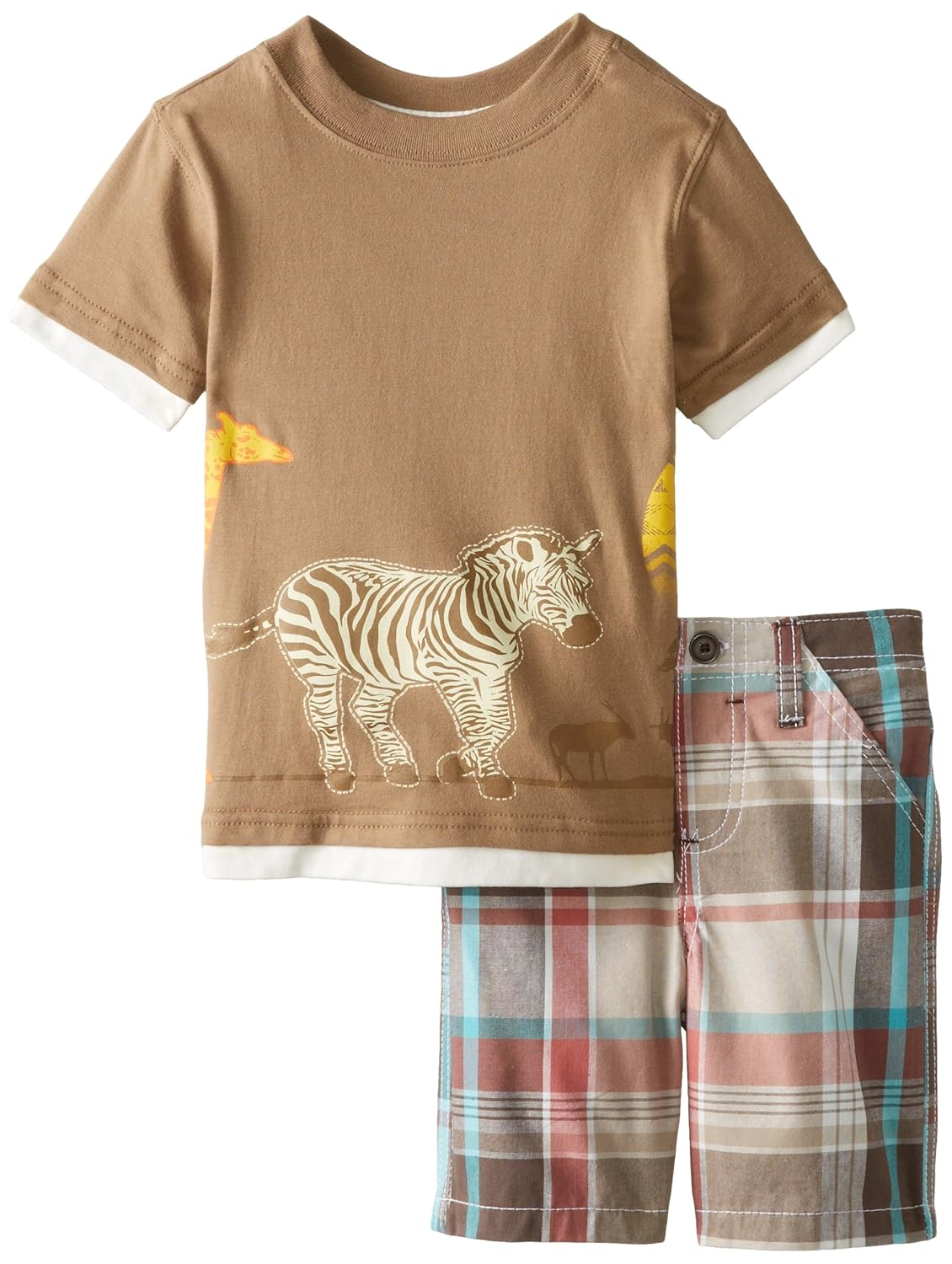 

Nannette Little Boys' 2 Piece Safari Animal Short Set