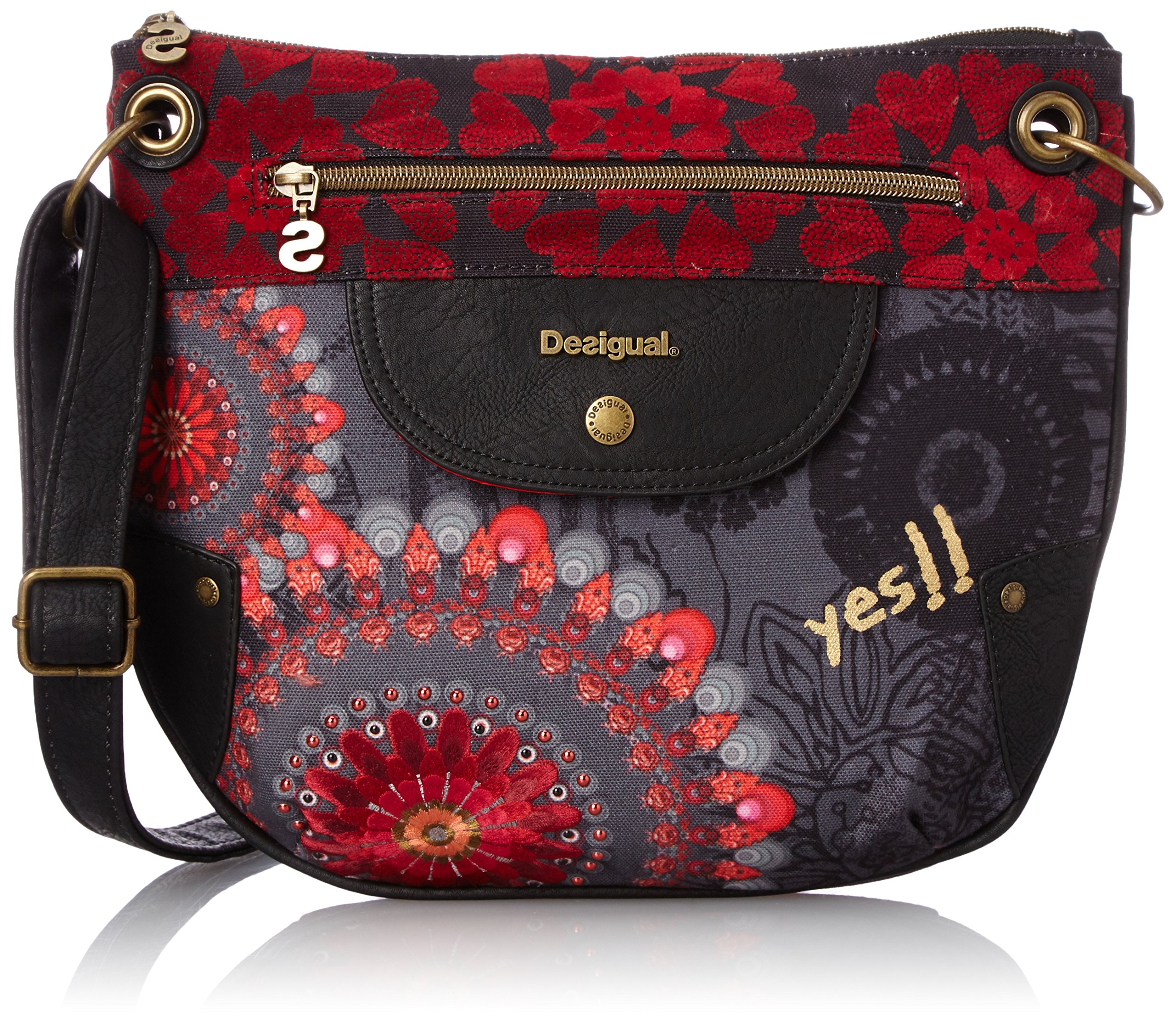 desigual womens bols brooklyn new red cross body bag multicolour