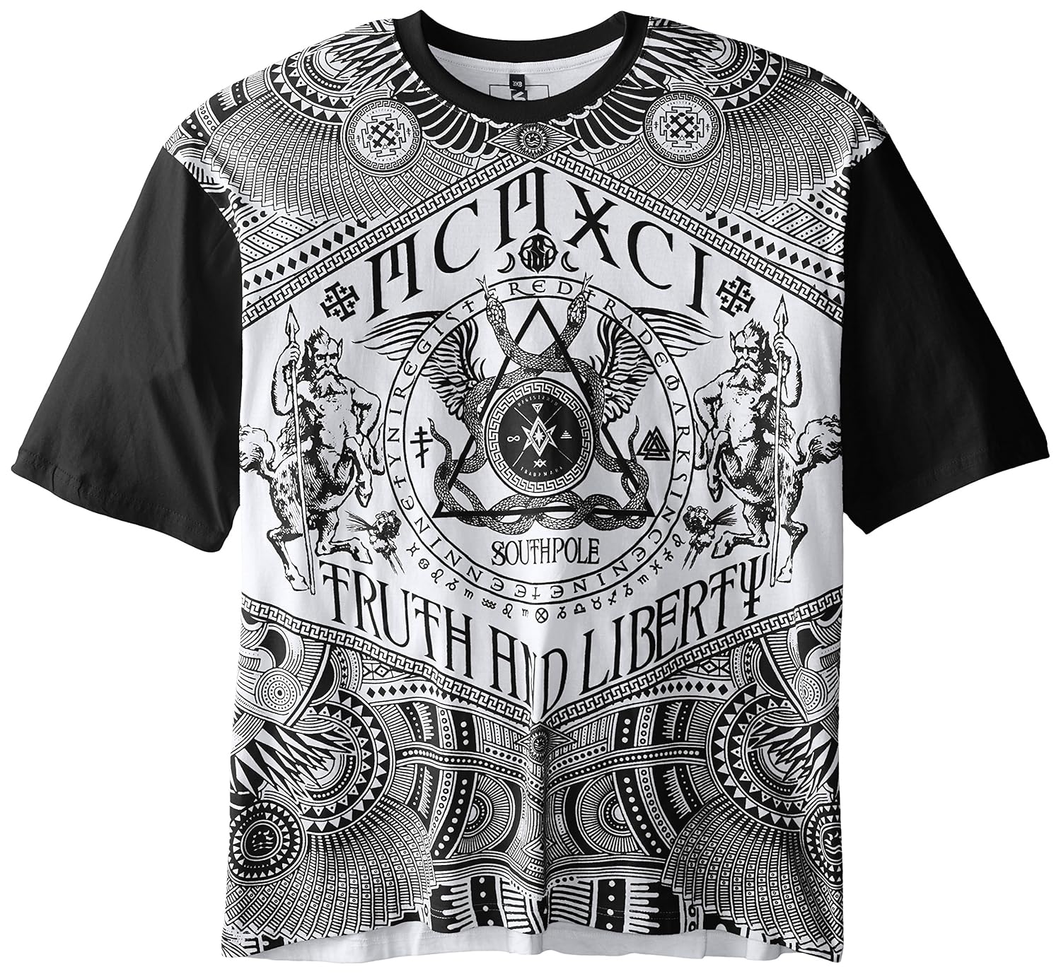 

Southpole Men's Big-Tall Flock and Screen Print Tee with Snakes Wings