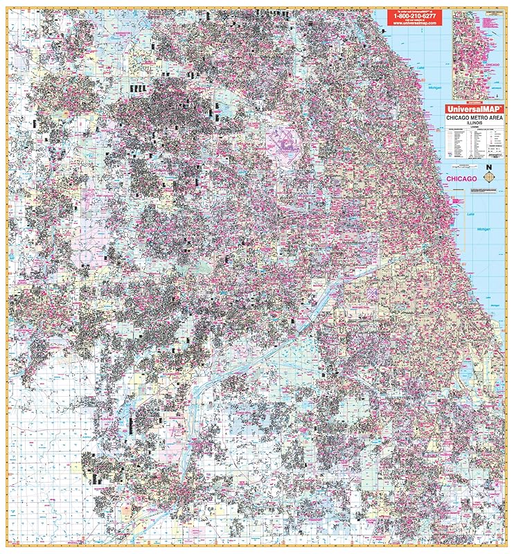 2009 Chicago, IL Metro (City Wall Maps) by Universal Map