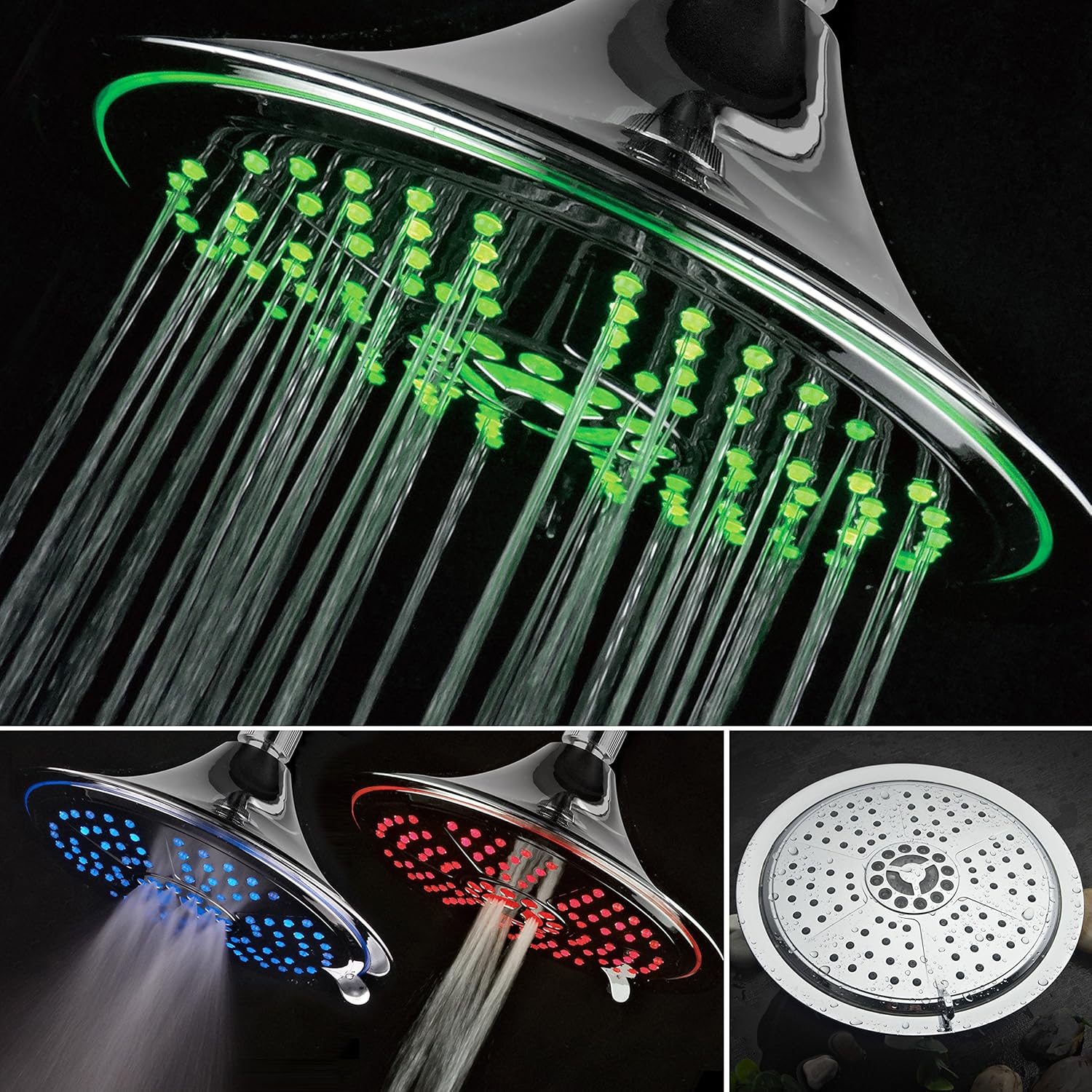 

Dreamspa® Ultra Luxury Extra-large 8 inch Rainfall LED Shower Head with 5 Settings