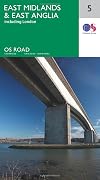 Road travel map 5 : East Midlands & East Anglia including London