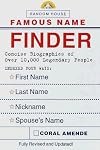 Random House Famous Name Finder: Concise Biographies of over 10,000 Legendary People, Indexed Four Ways: Last Name, First Name, Nickname, Spouse's Name