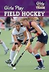 Girls play field hockey