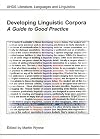 Developing Linguistic Corpora: A Guide to Good Practice (AHDS Guides to Good Practice)