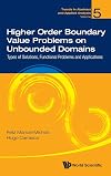 Higher order boundary value problems on unbounded domains : types of solutions, functional problems and applications