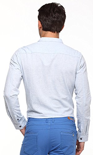 正反面 男士长袖衬衫 修身韩版商务休闲男装衬衣2430 纯棉麻料 简约