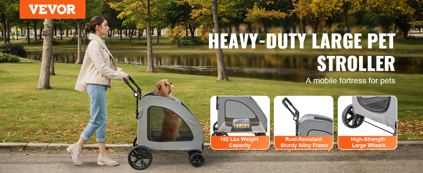 Vevor Extra Large Dog Stroller For Large Dogs Up To 160lbs Carriage_voghion.com