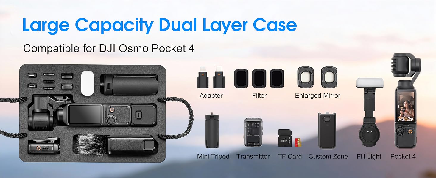 Waterproof Hard Case For DJI Osmo Pocket 4 Accessories Dual Layer