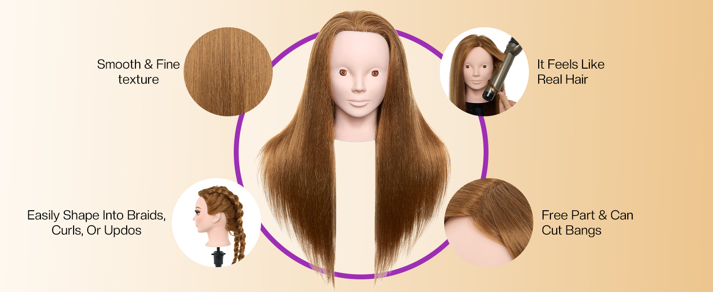 Echt haar oefenhoofd voor kappers en make-up styling oefeningen_voghion.com