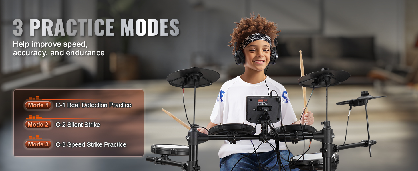 Electric Drum Set With Mesh Pads And Usb Midi For Beginners_voghion.com