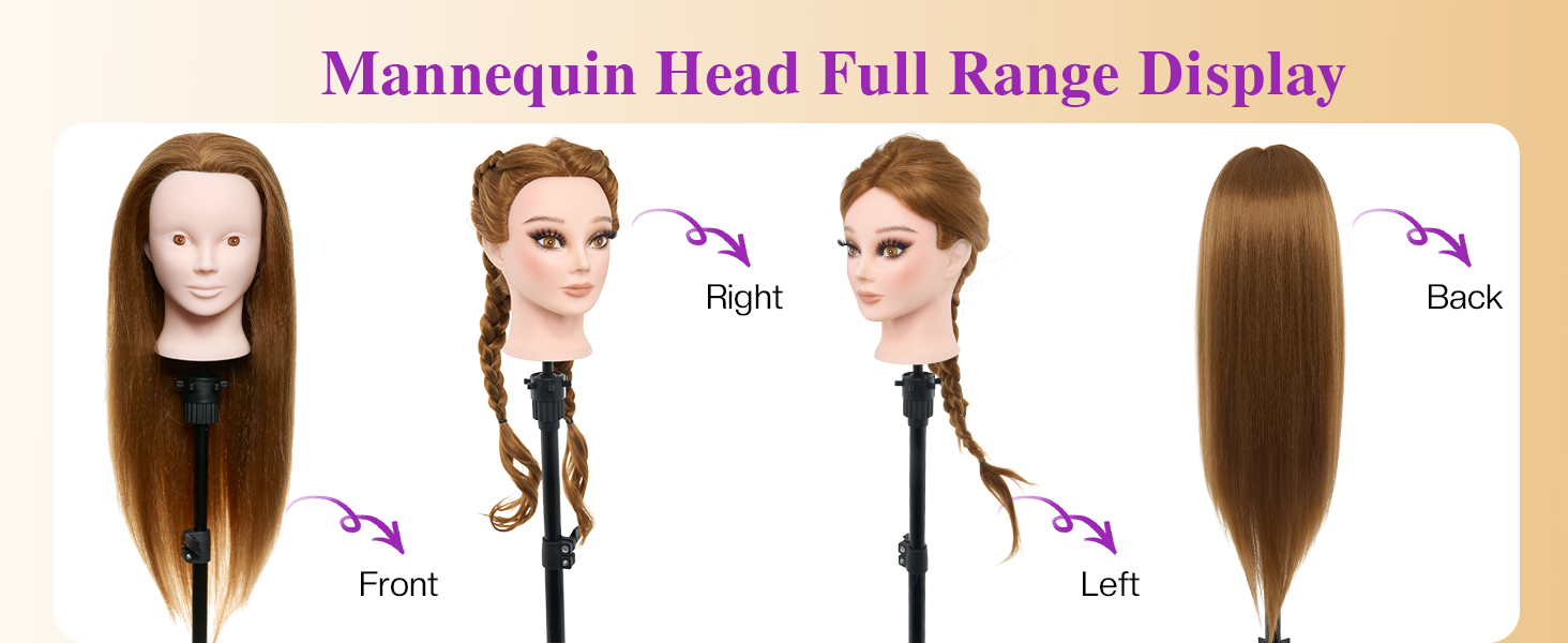 Echt haar oefenhoofd voor kappers en make-up styling oefeningen_voghion.com