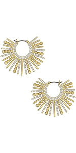 Triple Huggie Hoop Earrings Gold Plated Hypoallergenic Studs_voghion.com