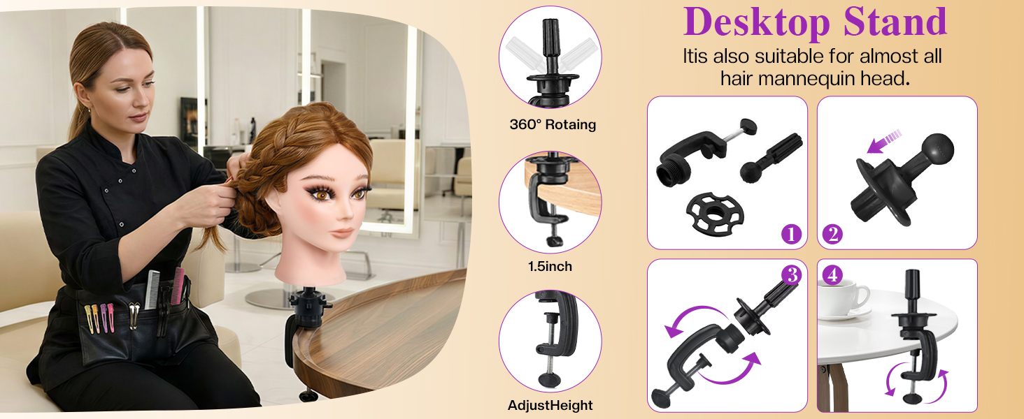 Echt haar oefenhoofd voor kappers en make-up styling oefeningen_voghion.com