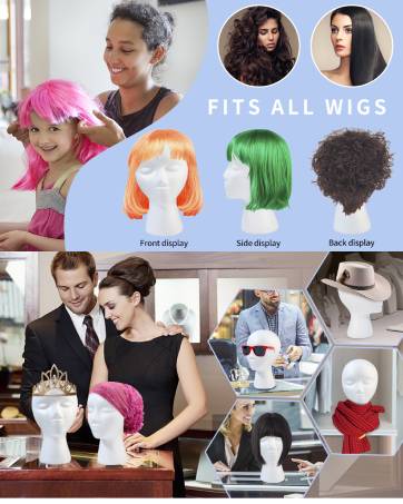 Foam Mannequin Head For Wig Display Stand And Hat Holder 3 Pack_voghion.com