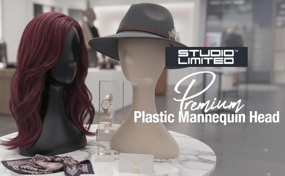 Testa per parrucche professionale nera in plastica per salone_voghion.com