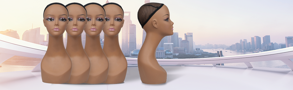 4 Pcs Mannequin Head Set For Wig Display And Accessory Storage_voghion.com