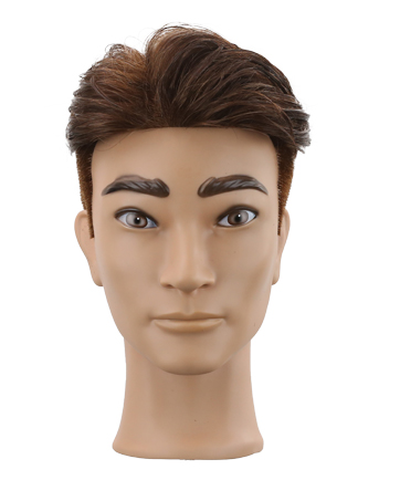 Testa per parrucchiere uomo con barba e capelli veri castani_voghion.com