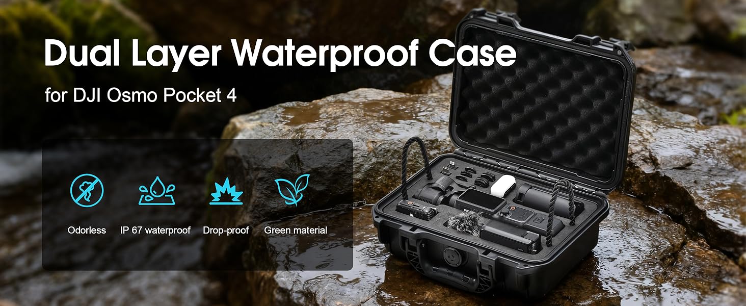 Waterproof Hard Case For DJI Osmo Pocket 4 Accessories Dual Layer