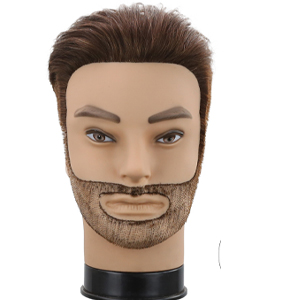 Testa per parrucchiere uomo con barba e capelli veri castani_voghion.com