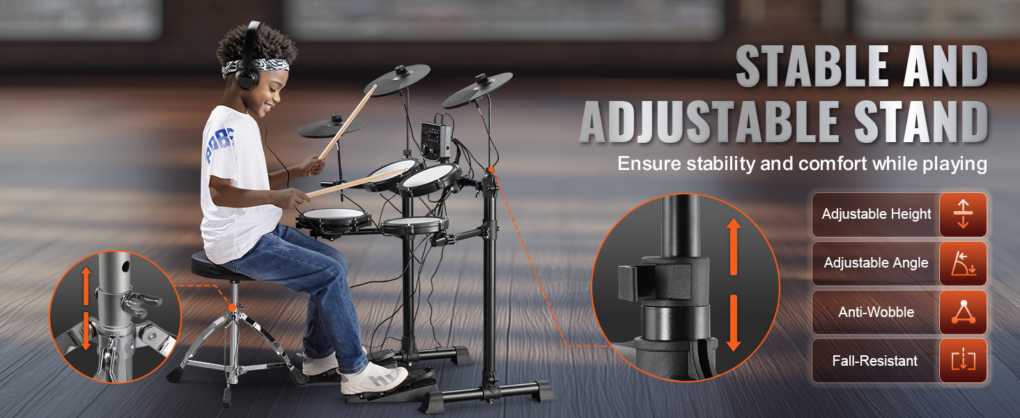 Electric Drum Set With Mesh Pads And Usb Midi For Beginners_voghion.com