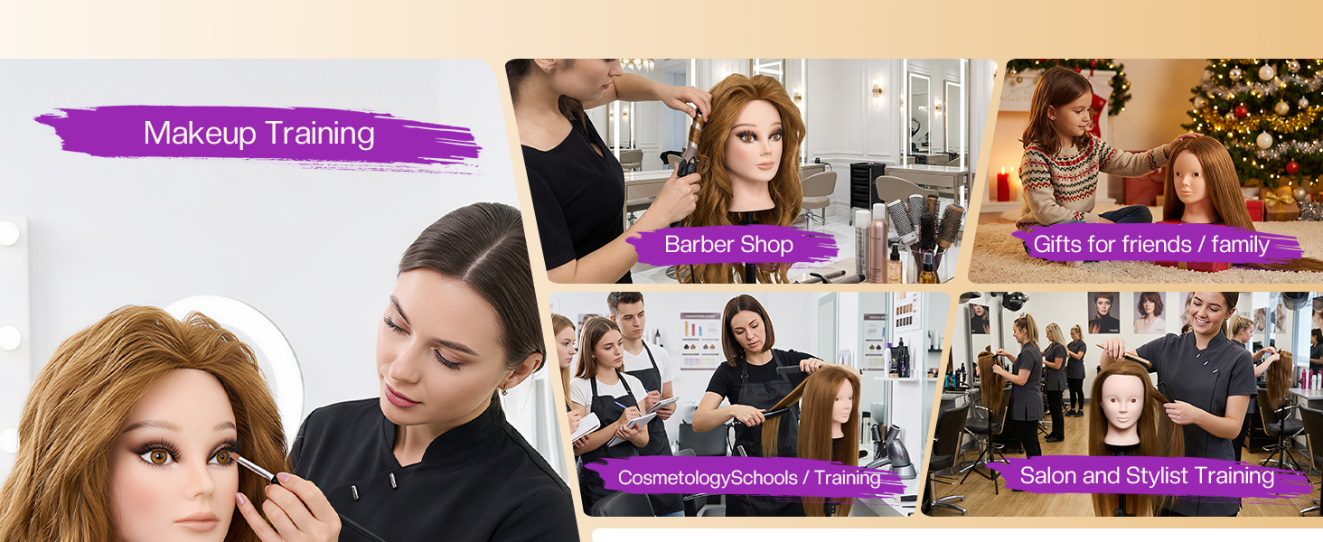 Echt haar oefenhoofd voor kappers en make-up styling oefeningen_voghion.com
