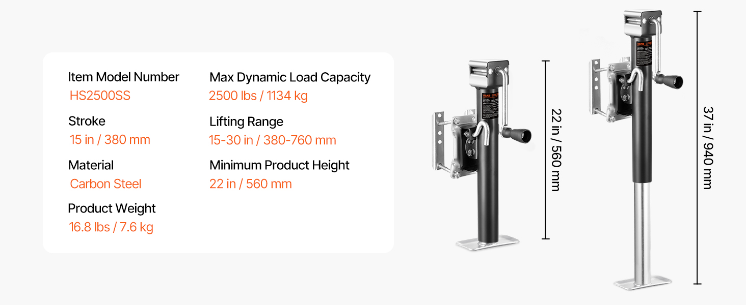 Vevor Swivel Trailer Jack 2500 Lbs Bolt-on With Ergonomic Handle_voghion.com