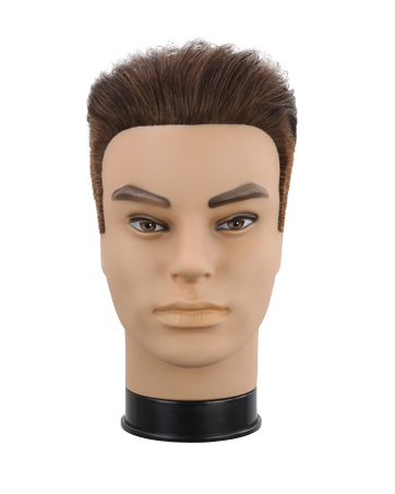 Testa per parrucchiere uomo con barba e capelli veri castani_voghion.com
