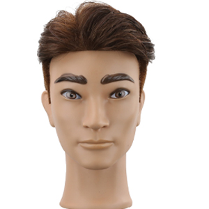 Testa per parrucchiere uomo con barba e capelli veri castani_voghion.com