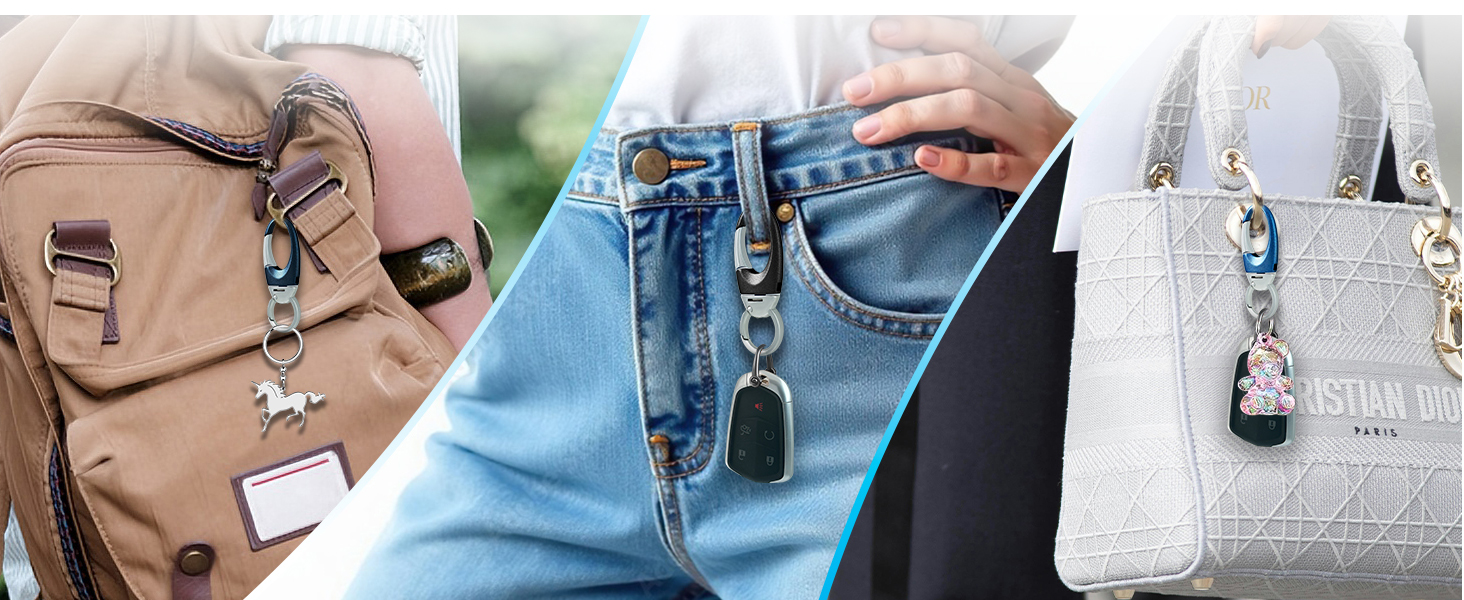 Porte-clés robuste avec double mousqueton et anneaux pour clés_voghion.com